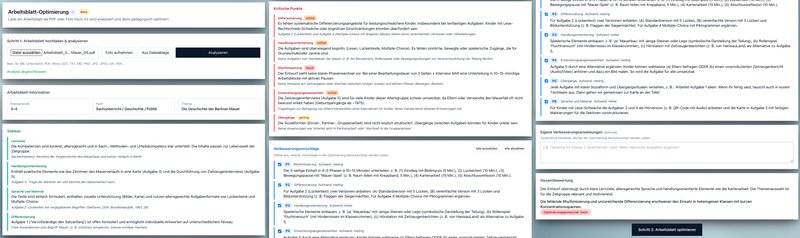 SchulDialogPlus Arbeitsblatt-Optimierung