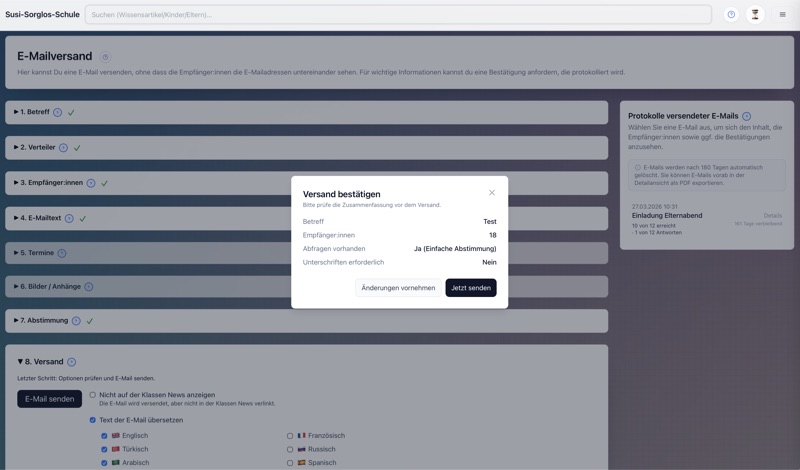 SchulDialogPlus E-Mailversand