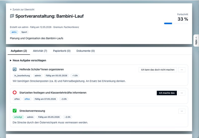 SchulDialogPlus Schulprojekte – Aufgaben